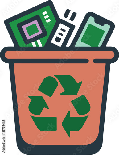 Electronic Waste Recycling Bin Vector Graphic Icon - E-Waste Disposal Symbol for Sustainability ...