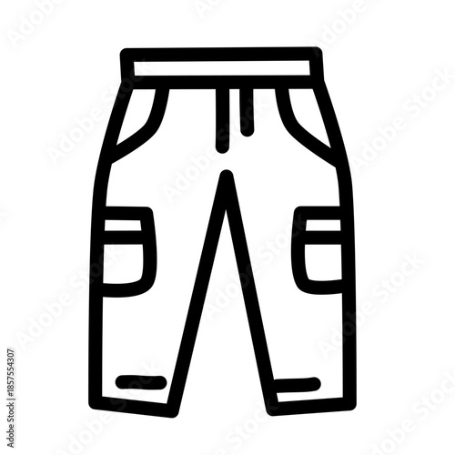 Clothing web line icons. Fashion icons. T-shirt, pants, jacket, dress, shorts, shoes, shirt symbols. Vector illustration. Editable stroke.