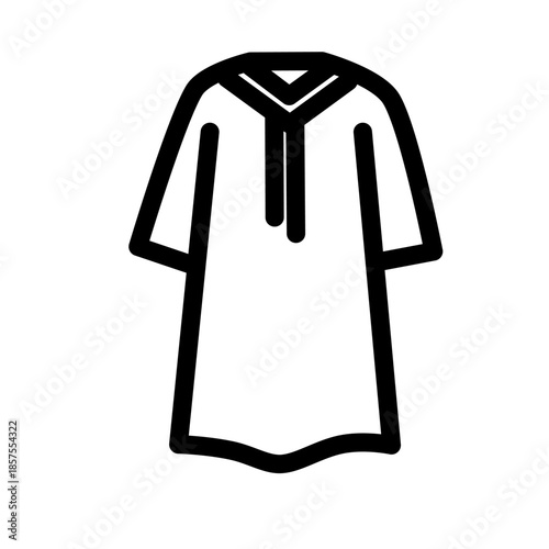 Clothing web line icons. Fashion icons. T-shirt, pants, jacket, dress, shorts, shoes, shirt symbols. Vector illustration. Editable stroke.