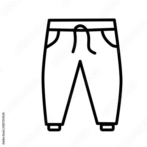 Clothing web line icons. Fashion icons. T-shirt, pants, jacket, dress, shorts, shoes, shirt symbols. Vector illustration. Editable stroke.