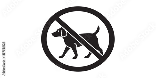 No dog solid icon, prohibited activity concept, dog walking is forbidden sign on white background, glyph style for mobile web design. Vector graphics.
