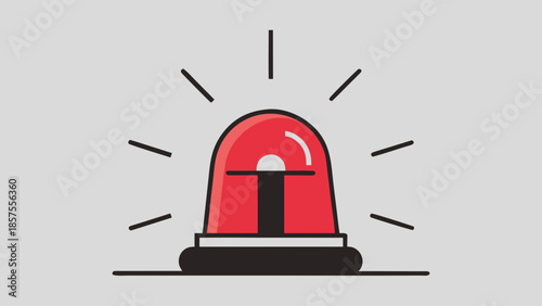 A red police siren light on top of a vehicle with lines radiating outward