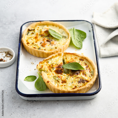 Homemade leek quiches