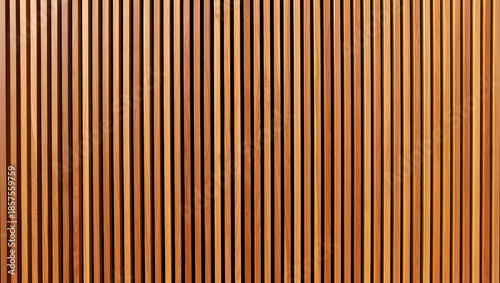 A detailed view of a modern wooden wall made from vertical slats creating a repetitive pattern