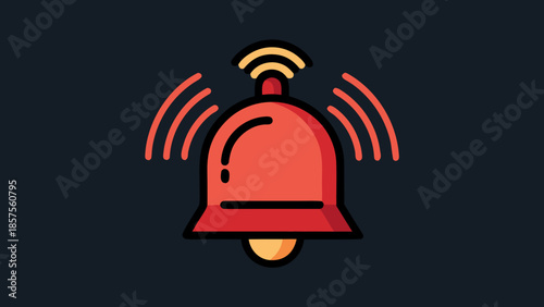 Notification bell icon with sound waves on a symbolizing alerts