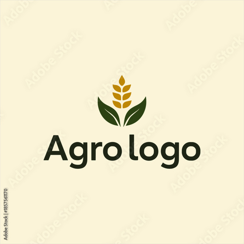 Minimalist Agro Logo with Wheat Stalk and Leaves