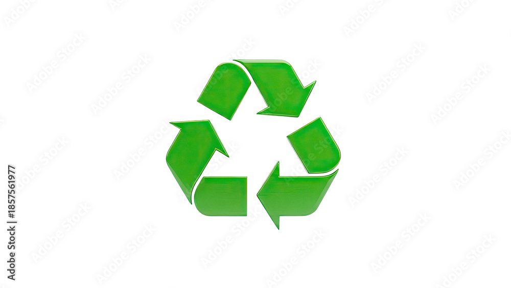 Fototapeta premium 3D Green recycling symbol on transparent background