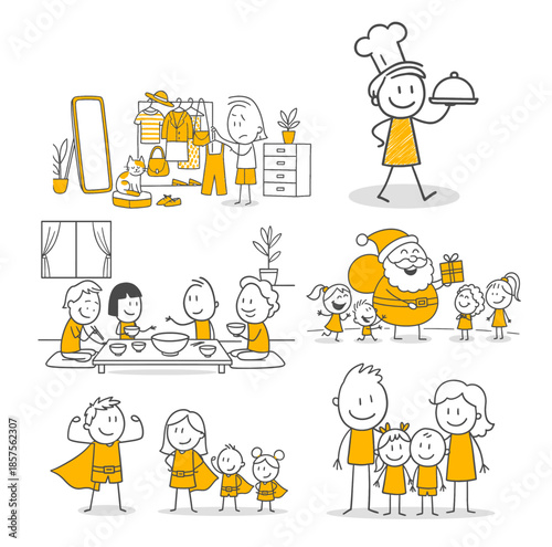 Happy Life Scenes Where Warm Moments In Family And Daily Life Merge With Pleasant Routines.