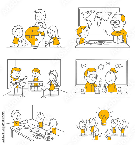 Educational and fun school activities of communities coming together to improve their knowledge and skills.