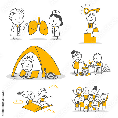 Professional efforts of experts in various fields for social welfare and individual development.