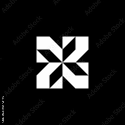 Sleek abstract X logo with sharp geometric symmetry. Elegant and modern, perfect for aerospace or high-tech engineering firms.