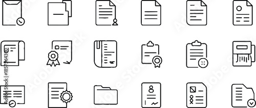 Paper documents line icons. Documents linear icon collection. 