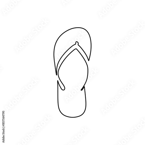 black flip flop sandal outline icon on white background