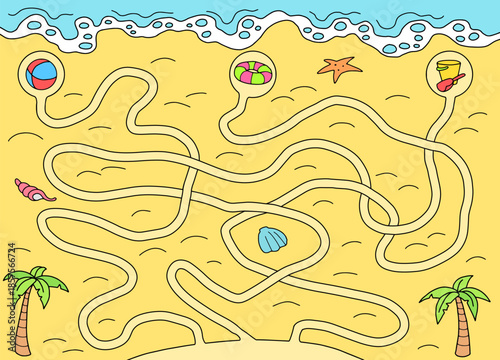Beach maze graphic color landscape sketch illustration vector