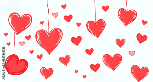 red hearts seamless vector, pattern for valentine crafts, love icons repeating, wallpaper print red hearts, continuous heart symbols, heart styled background, cute seamless valentine, red passion hear