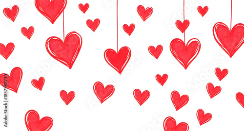 red hearts seamless vector, pattern for valentine crafts, love icons repeating, wallpaper print red hearts, continuous heart symbols, heart styled background, cute seamless valentine, red passion hear