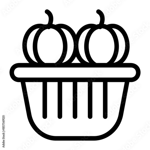 pumpkin harvest basket Line Icon