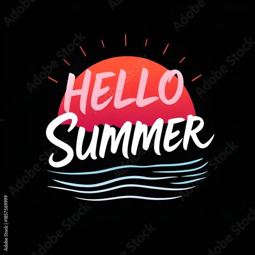 hello summer party vector, summer party invitation card, tropical party invitation vector, summer birthday invite illustration, summer brunch party card vector, summer poolside party illustration, sum