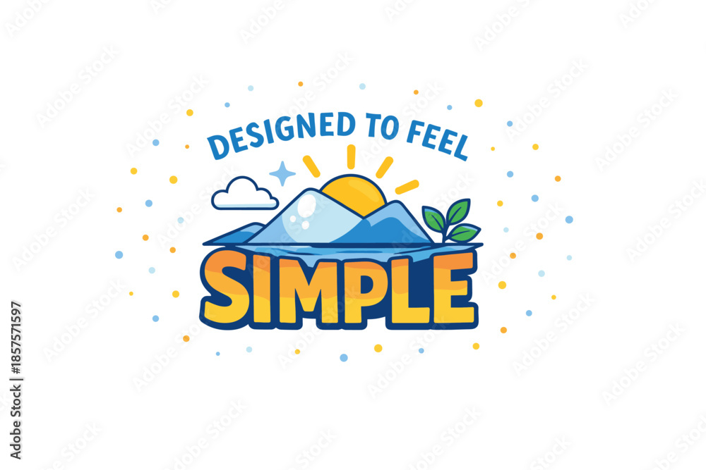 Fototapeta premium Minimalist nature theme with mountains, sun, and text design