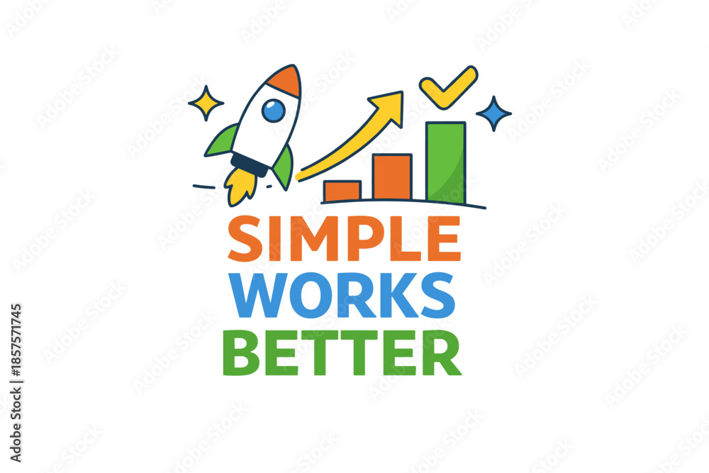 Fototapeta premium Colorful rocket with growth chart and motivational text