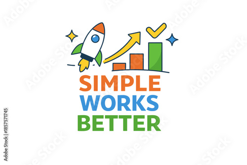 Colorful rocket with growth chart and motivational text