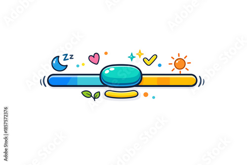 Day and night sleep tracker design with nature elements and symbols