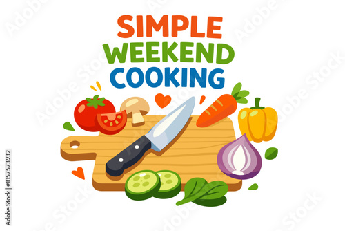 Simple weekend cooking: colorful vegetables and cutting board