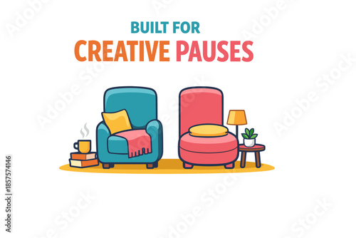 Cozy living room corner with armchair, ottoman, coffee cup, books, and lamp