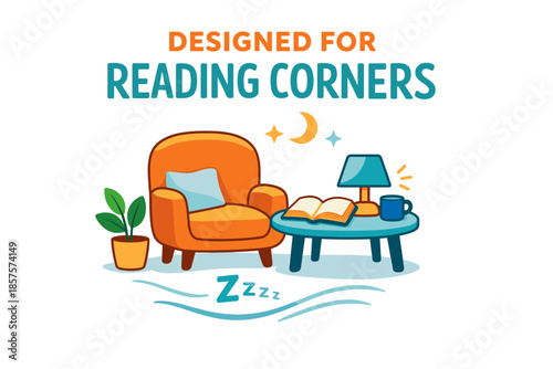 Cozy reading corner with armchair, lamp, and book on table