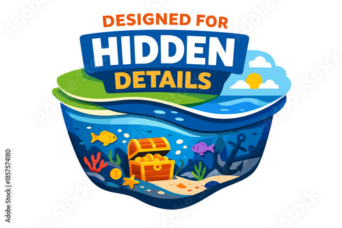 Underwater treasure hunt with fish and hidden details