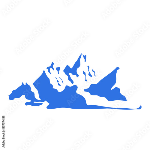 Snowy mountain landscape with ski lift and pine trees in winter scene. Vector illustration