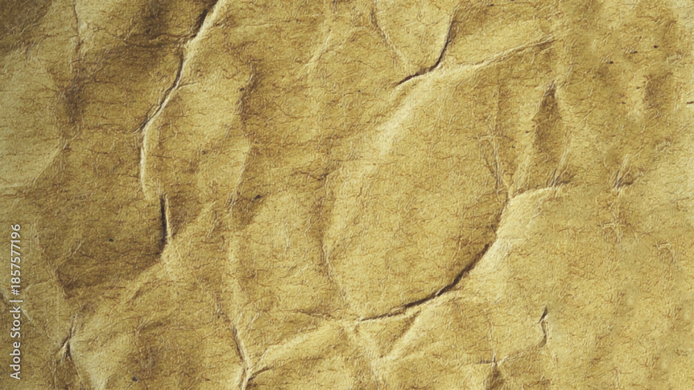 Αυτοκόλλητο Crumpled brown paper texture, horizontal background with unevenness and folds