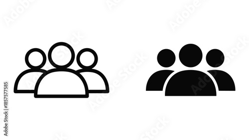 Group icon concept: Minimalist representation of three people, conveying a sense of unity, community, and collaboration.