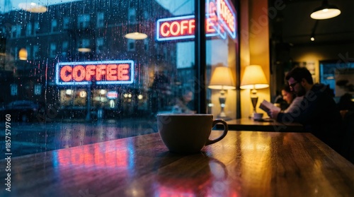 Savoring warm beverages cozy coffee shop urban setting inviting atmosphere relaxed viewpoint perfect rainy day experience