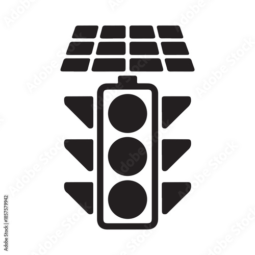 Solar panel and battery icon combined with a traffic light symbol
