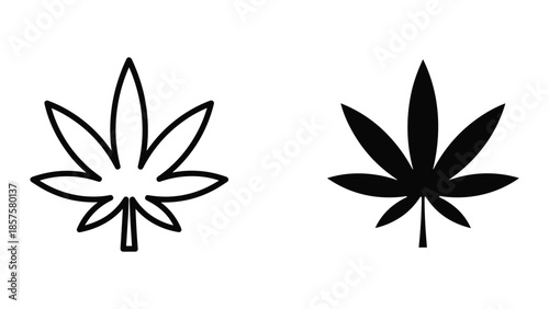 Cannabis Leaf Art: A minimalist depiction of a cannabis leaf, showcasing a clean, two dimensional silhouette