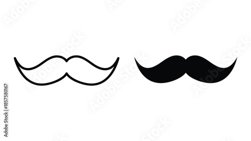 Moustache: Two distinct mustache designs, one outlined and one solid, are displayed against a clean backdrop, capturing the essence of simple design elements.