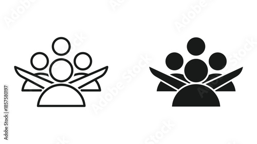 Teamwork Silhouette: A minimalist graphic represents a team with interconnected figures, symbolizing collaboration, unity, and shared goals.