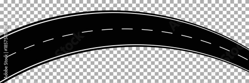 Horizontal asphalt road template. Winding road vector illustration. Seamless highway marking isolated on white background. EPS 10