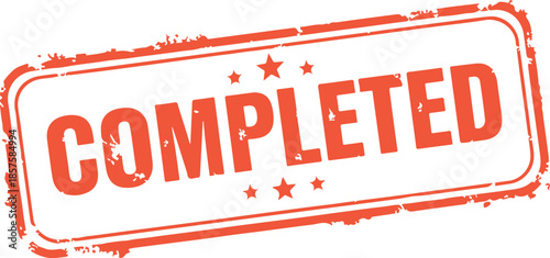 rubber stamp with completed text and stars