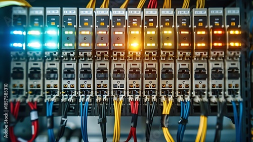 Open Electrical Panel With Neatly Arranged Circuit Breakers And