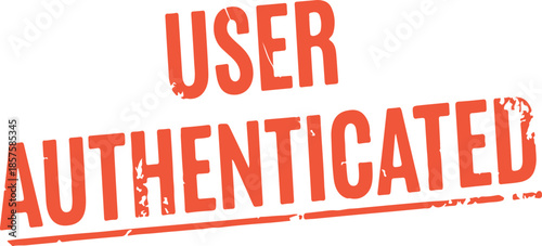 User authenticated red stamp on white background