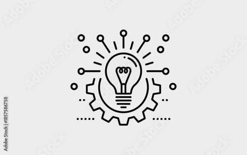 Vector art of innovative idea light bulb with gear and lines concept