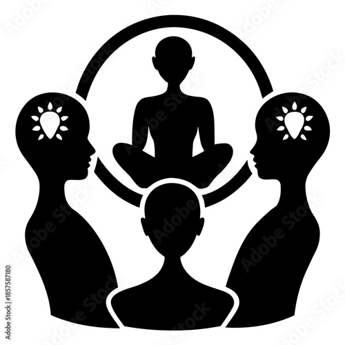 Mental Health and Wellness Silhouette Vector