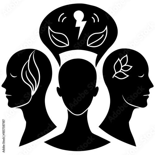 Mental Health and Wellness Silhouette Vector