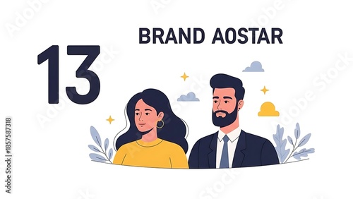 Illustration of Business Professionals with Brand Name.