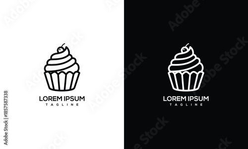 Cupcake Logo Design Sweet Treat Icon Bakery Business Branding.