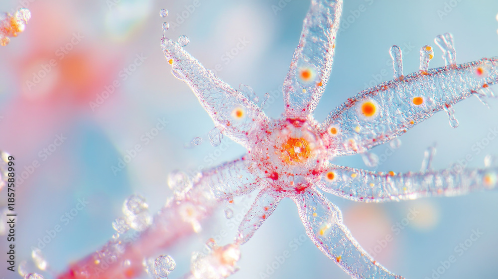 custom made wallpaper toronto digitalIntricate cell structure with a vibrant design and a translucent effect. Its unique design suggests cellular activity, viewed in high detail. AI Generative