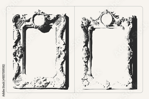 Grunge vector frame with floral ornament, perfect for posters, banners, and decorative design.