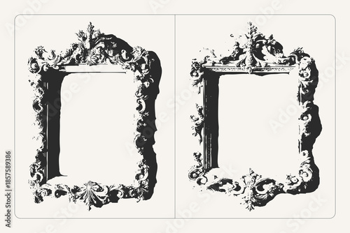 Decorative grunge frame with floral ornament texture for banners and posters, perfect for retro and artistic design.